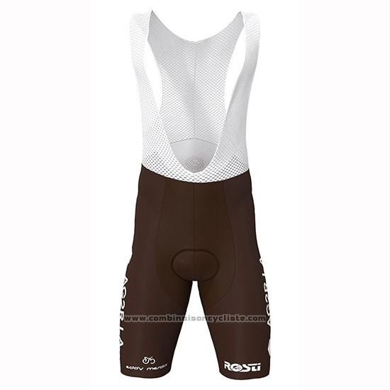 2019 Maillot Cyclisme Ag2r La Mondiale Marron Blanc Bleu Manches Courtes et Cuissard